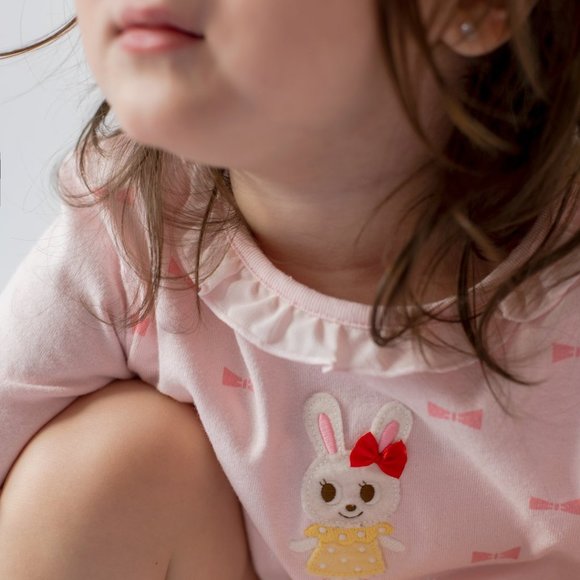 [4-6y] Miki House Long Sleeves Bows Print Top - Picture 2 of 4
